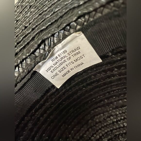 Vintage Straw Hat With Plastic Chain Hat Band Black - Picture 6 of 8